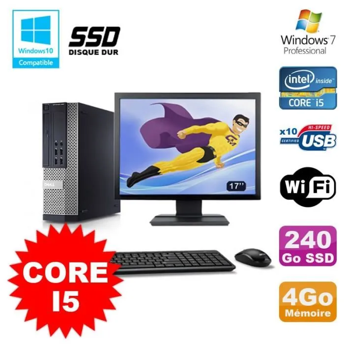Lot PC Dell 7010 SFF Core I5 2400 3.2GHz 4Go 240Go SSD Wifi W7 + Ecran 17 Reconditionné - 274,00 € Lot PC Dell 7010 SFF Core I5 2400 3.2GHz 4Go 240Go SSD Wifi W7 + Ecran 17 Reconditionné Dell reconditionné disponible sur Cdiscount Seconde Vie