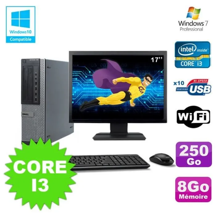 Lot PC Dell 790 DT I3-2120 3.3Ghz 8Go Disque 250Go DVD WIFI Win 7 + Ecran 17 Reconditionné - 275,00 € Lot PC Dell 790 DT I3-2120 3.3Ghz 8Go Disque 250Go DVD WIFI Win 7 + Ecran 17 Reconditionné Dell reconditionné disponible sur Cdiscount Seconde Vie | Dero