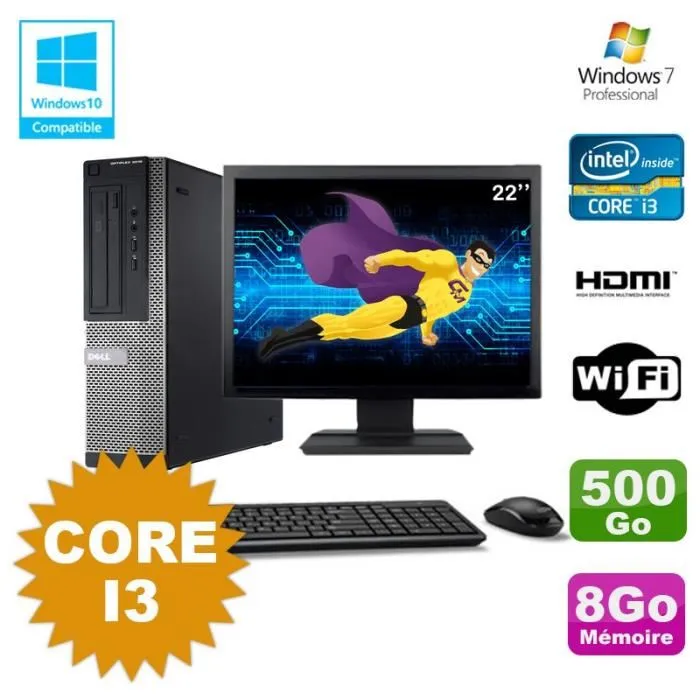 Lot PC DELL Optiplex 3010 DT Core I3 3.1Ghz 8Go 500Go DVD WIFI W7 + Ecran 22 Reconditionné - 329,00 € Lot PC DELL Optiplex 3010 DT Core I3 3.1Ghz 8Go 500Go DVD WIFI W7 + Ecran 22 Reconditionné Dell reconditionné disponible sur Cdiscount Seconde Vie | Dero