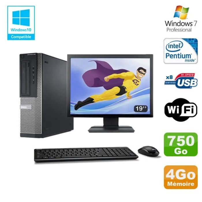 Acheter Lot PC DELL Optiplex 390 DT G630 2.7Ghz 4Go 750Go Graveur WIFI W7 Pro + Ecran 19 Reconditionné - 219,00 € | Dero Lot PC DELL Optiplex 390 DT G630 2.7Ghz 4Go 750Go Graveur WIFI W7 Pro + Ecran 19 Reconditionné Dell reconditionné disponible sur Cdiscount Seconde Vie | Dero