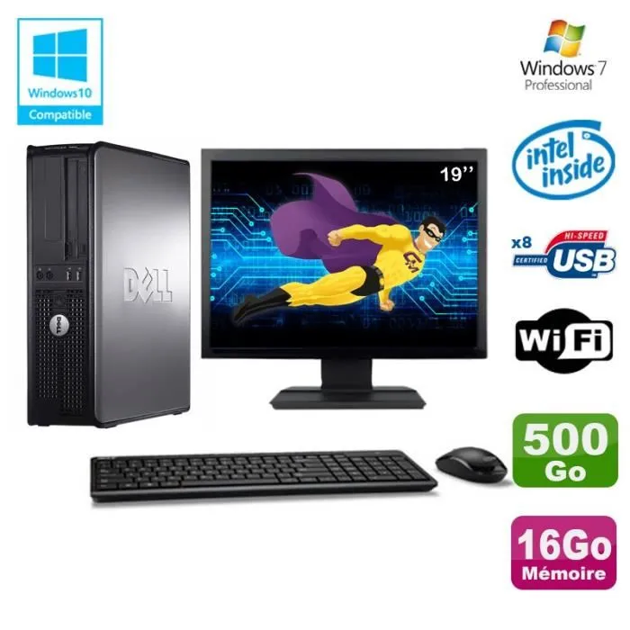 Lot PC DELL Optiplex 780 DT Intel E8400 3Ghz 16Go 500Go WIFI Win 7 + Ecran 19 refurbished - 279,00 € Lot PC DELL Optiplex 780 DT Intel E8400 3Ghz 16Go 500Go WIFI Win 7 + Ecran 19 refurbished reconditionné disponible sur Cdiscount Seconde Vie