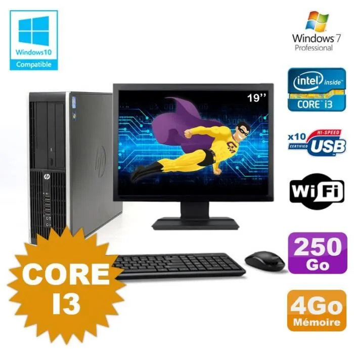 Lot PC HP Compaq 6200 Pro SFF Core i3 3.1GHz 4Go 250Go DVD WIFI W7 + Ecran 19 Reconditionné - 269,00 € Lot PC HP Compaq 6200 Pro SFF Core i3 3.1GHz 4Go 250Go DVD WIFI W7 + Ecran 19 Reconditionné Hewlett-Packard reconditionné disponible sur Cdiscount Seconde Vie