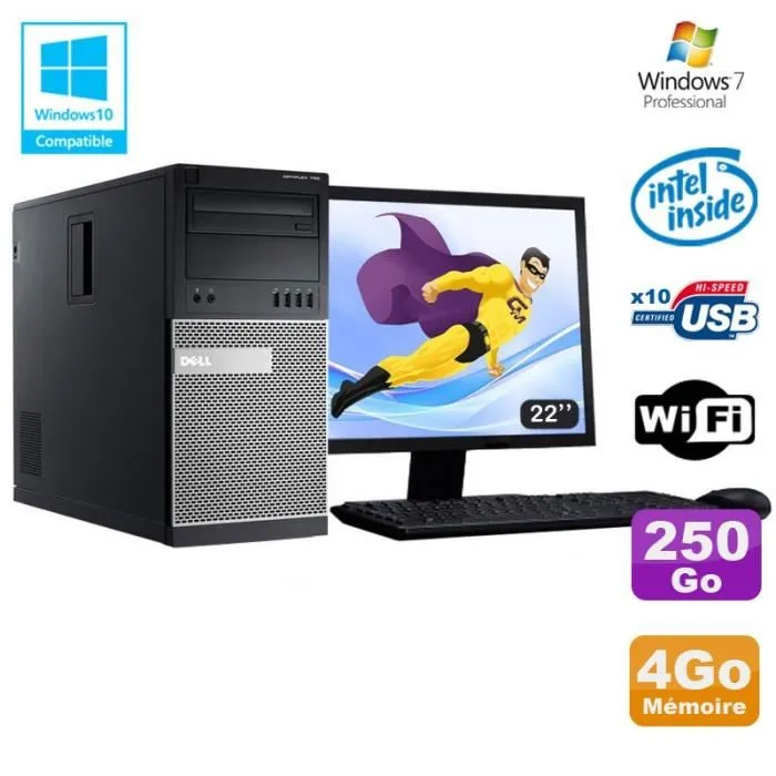 Lot PC Tour Dell 790 G630 2.7Ghz 4Go Disque 250Go DVD WIFI Win 7 + Ecran 22 Reconditionné - 298,00 € Lot PC Tour Dell 790 G630 2.7Ghz 4Go Disque 250Go DVD WIFI Win 7 + Ecran 22 Reconditionné Dell reconditionné disponible sur Cdiscount Seconde Vie | Dero