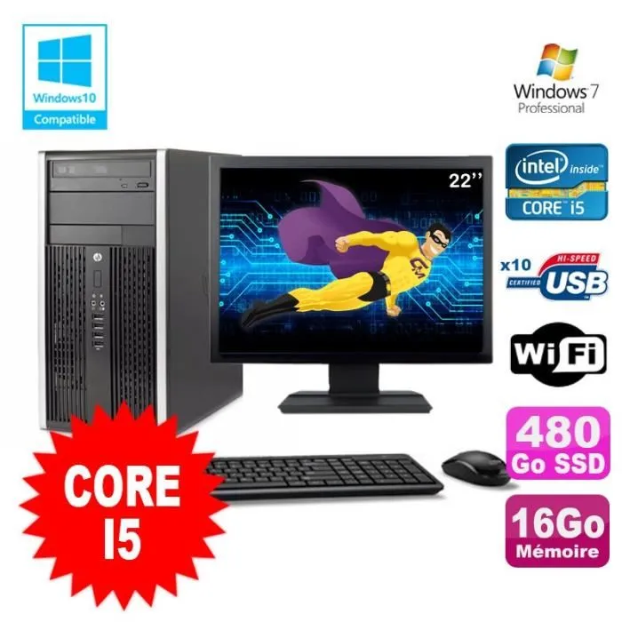Lot PC Tour HP 8200 Core I5 3.1Ghz 16Go 480Go SSD Graveur WIFI W7 + Ecran 22 Reconditionné - 675,00 € Lot PC Tour HP 8200 Core I5 3.1Ghz 16Go 480Go SSD Graveur WIFI W7 + Ecran 22 Reconditionné Hewlett-Packard reconditionné disponible sur Cdiscount Seconde Vie