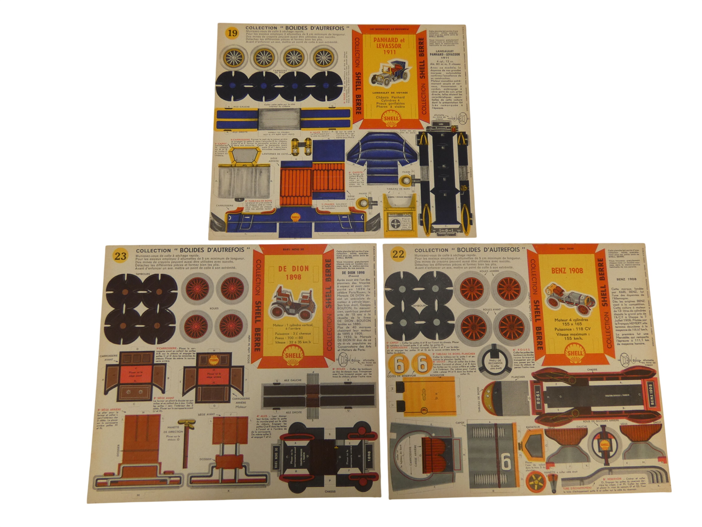 Lot vintage de 3 maquettes en carton de la collection "Bolides d'autrefois" distribué par SHELL Bon état - 15,00 € Lot vintage de 3 maquettes en carton de la collection "Bolides d'autrefois" distribué par SHELL Bon état reconditionné disponible sur Label Emmaüs