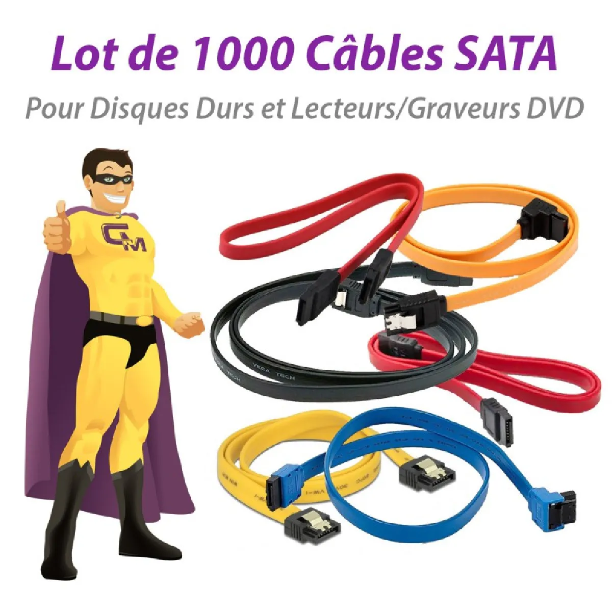 Lot x1000 Câbles SATA Disque Dur État correct - 129,95 € Lot x1000 Câbles SATA Disque Dur État correct N/A reconditionné disponible sur Rue du Commerce Seconde Vie