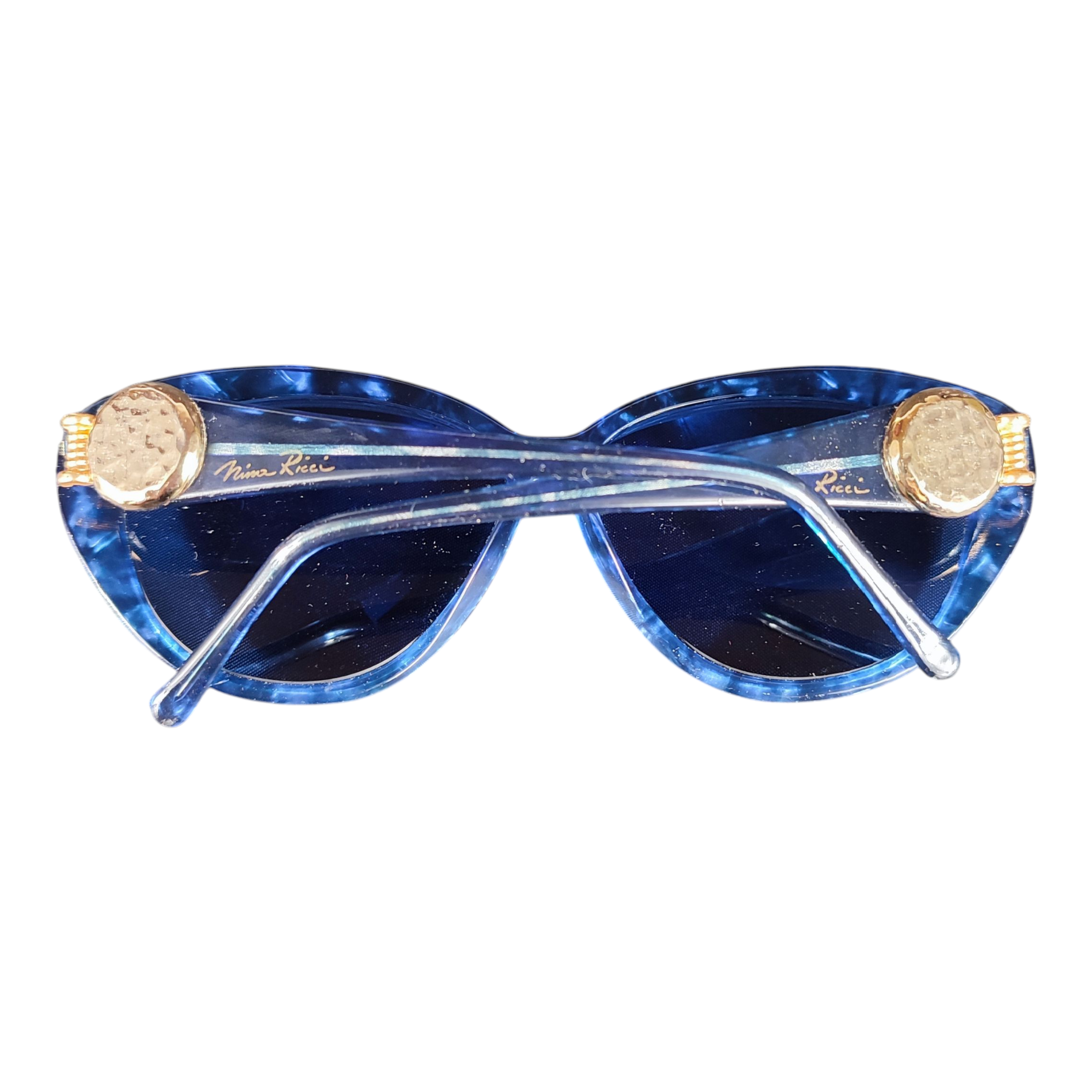 Voir photo 3 de Lunettes de soleil vintage Nina RICCI bleues pour femme Lunettes de soleil vintage Nina RICCI bleues pour femme État correct reconditionné photo 3