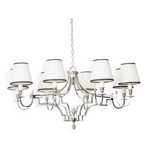 Lustre Maison Charles 8 bras de lumière métal nickelé vers 1960 Bon état reconditionné (offre indisponible)