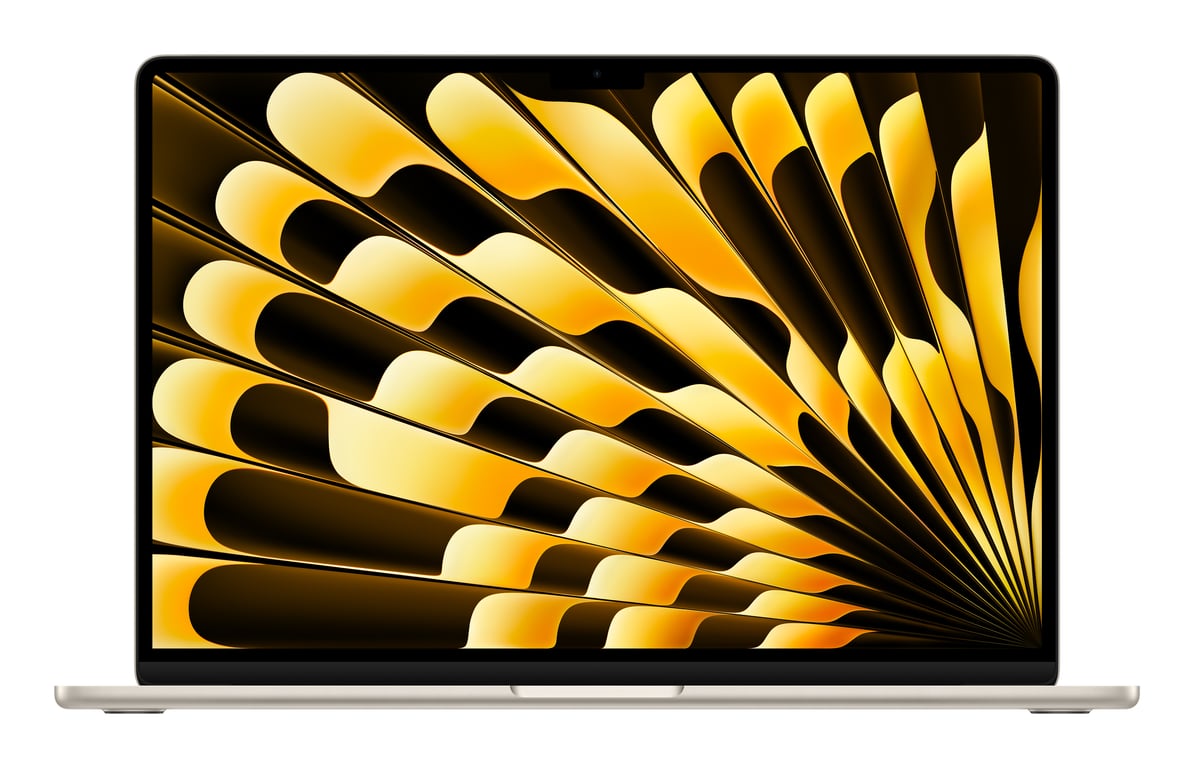 MacBook Air M3 (2024) 15', 512 Go 8 cœurs 8 Go Apple GPU 10, Lumière stellaire - AZERTY - Bon état Bon état Apple reconditionné disponible sur Pixmania