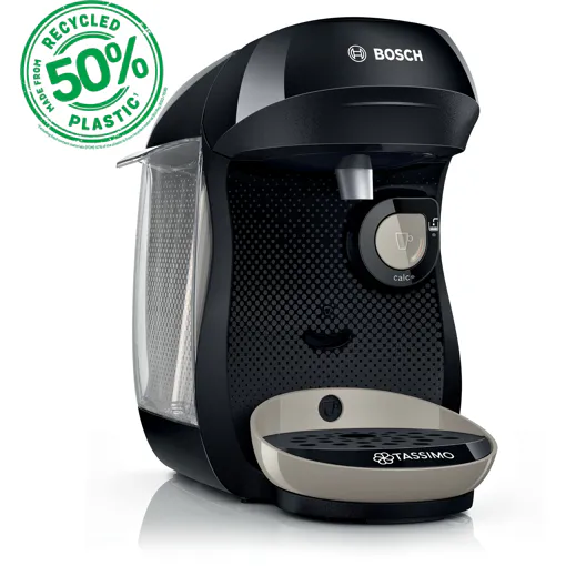Machine multi-boissons Bosch TAS109E - 1400 W - Café, Café crème, Cappuccino, Chocolat chaud, Espresso, Lait chaud, Latte Macchiato, Thé - Plastique recylcé noir Bon état reconditionné disponible sur Rakuten