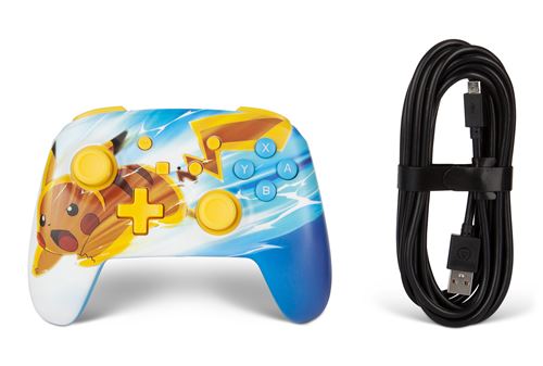 Manette filaire PowerA pour Nintendo Switch Pikachu Charge Bleu et Jaune État correct Nintendo reconditionné disponible sur Fnac