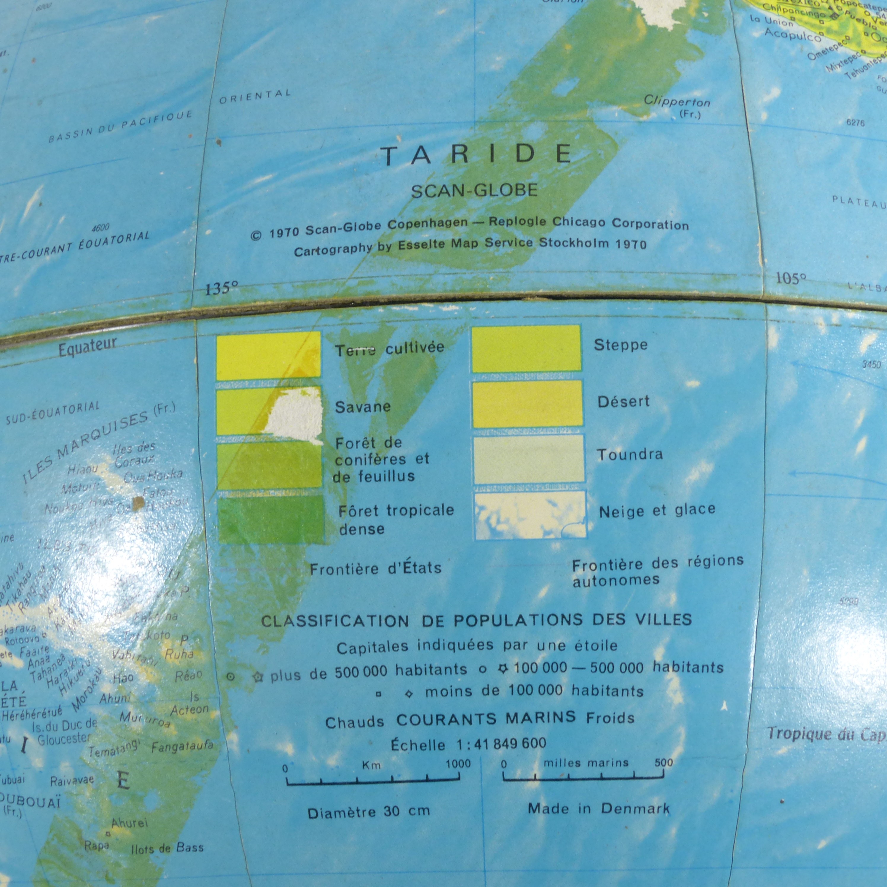 Voir photo 11 de Mappemonde / Globe terrestre en métal doré - Scan Globe, Années 70 Mappemonde / Globe terrestre en métal doré - Scan Globe, Années 70 Bon état reconditionné photo 11