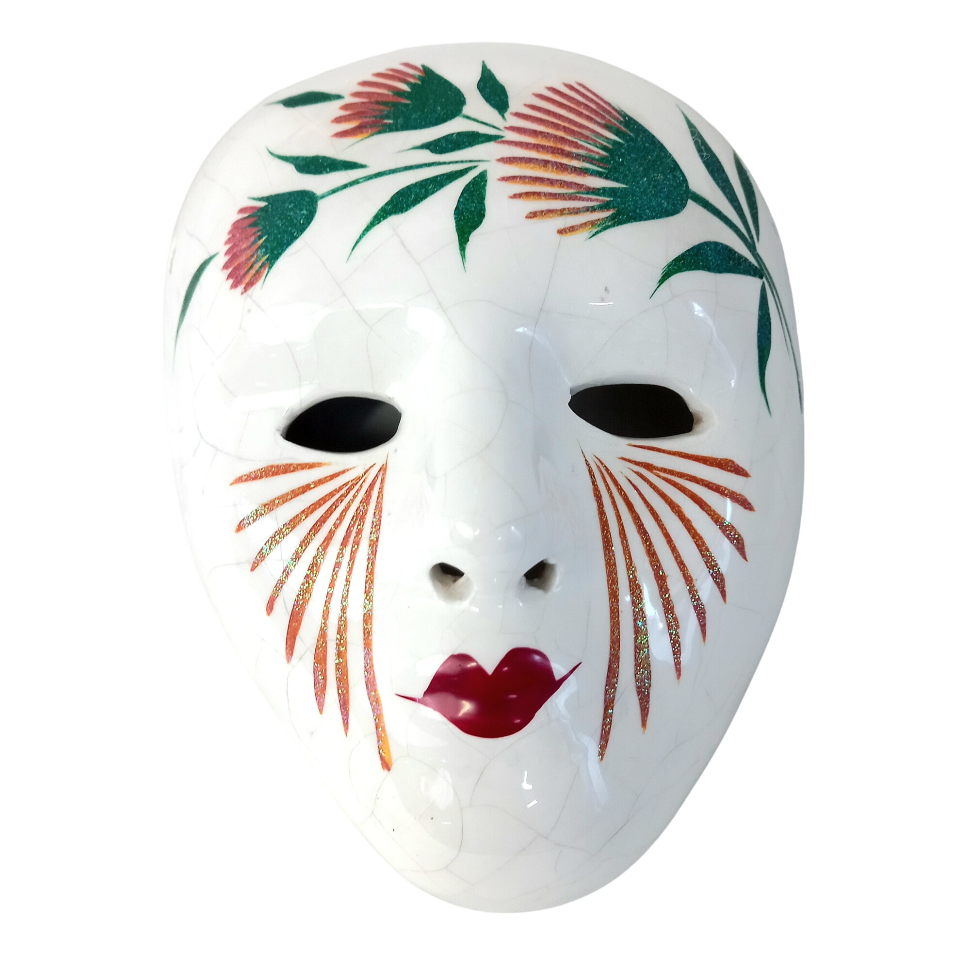 Masque mural décoratif en faïence craquelé Très bon état - 17,00 € Masque mural décoratif en faïence craquelé Très bon état reconditionné disponible sur Label Emmaüs
