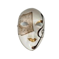 Masque vénitien décoratif blanc et or motif musical fait main Venise Bon état - 10,00 € Masque vénitien décoratif blanc et or motif musical fait main Venise Bon état reconditionné disponible sur Label Emmaüs
