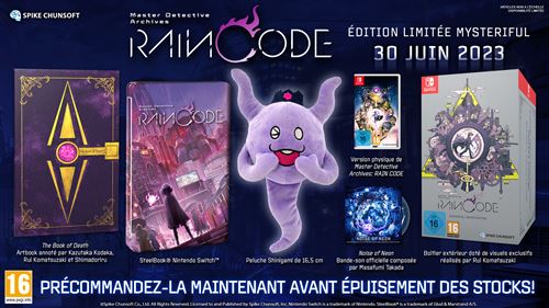 Master Detective Archives : Rain Code Edition Limitée Mysteriful (Jeu + Artbook The Book of Death + SteelBook® + Peluche Shinigami + CD Bande-son officielle Noise of Neon) Nintendo Switch État correct Nintendo reconditionné disponible sur Fnac