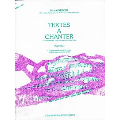 Acheter Méthodes et pédagogie BILLAUDOT GRIMOIN ALAIN - TEXTES A CHANTER VOL.3 Formation musicale - solfège État correct - 11,80 € Méthodes et pédagogie BILLAUDOT GRIMOIN ALAIN - TEXTES A CHANTER VOL.3 Formation musicale - solfège État correct reconditionné disponible sur Fnac
