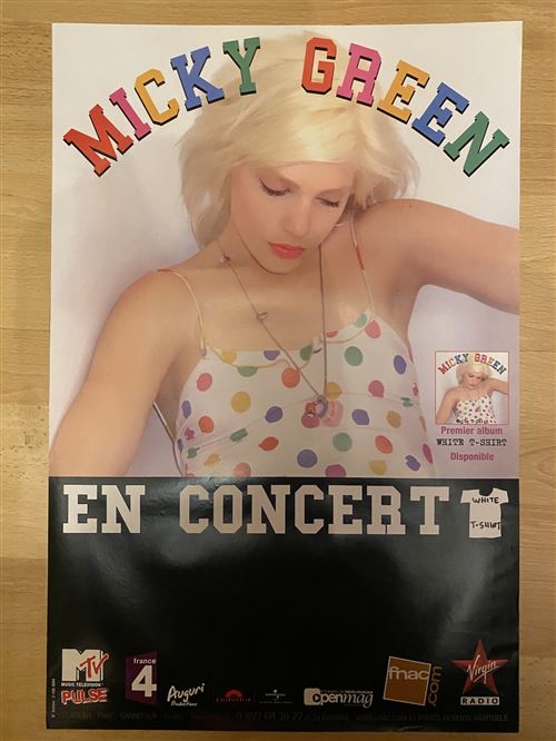 Micky Green - en concert - White T-Shirt - 40x60cm - Affiche État correct reconditionné disponible sur Fnac