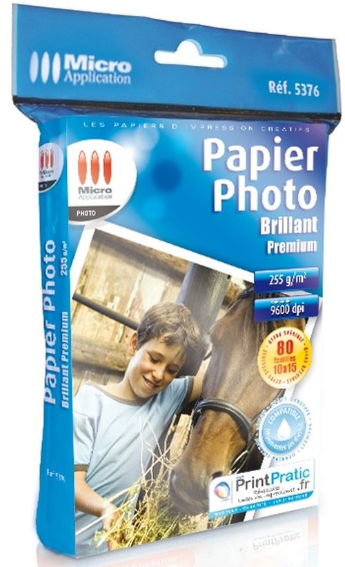 Micro Application Papier Photo BRILLANT PREMIUM - Brillant - blanc - 100 x 150 mm - 255 g/m² - 80 feuille(s) papier photo État correct Micro Application reconditionné disponible sur Fnac | Dero