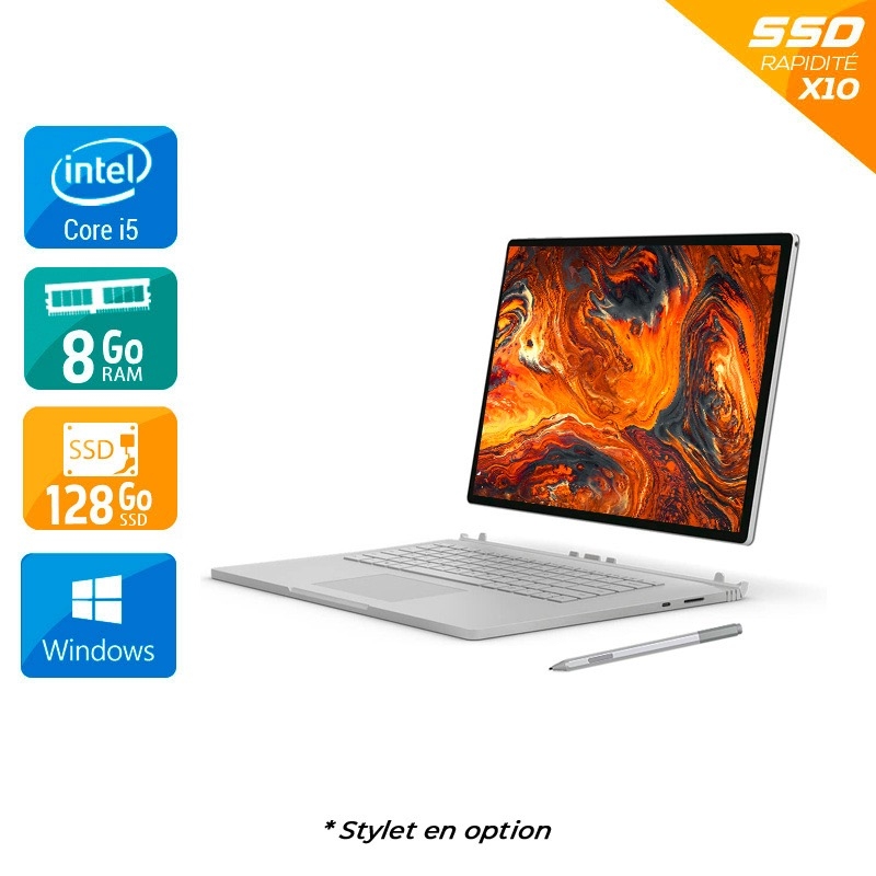 Microsoft Surface Book 13,5'' i5 Gen 6 8Go RAM 128Go SSD Windows 10 État correctOccasion certifiée reconditionnée Bon état reconditionné disponible sur Kiatoo