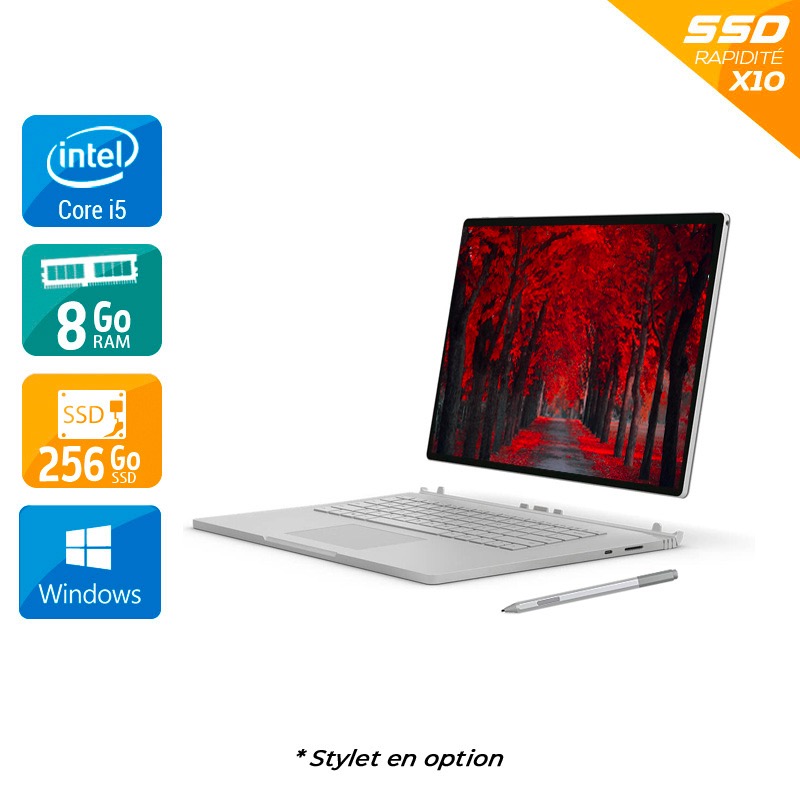 Microsoft Surface Book 2 13,5'' i5 Gen 7 8Go RAM 256Go SSD Windows 10 Bon étatOccasion certifiée reconditionnée Bon état reconditionné disponible sur Kiatoo | Dero