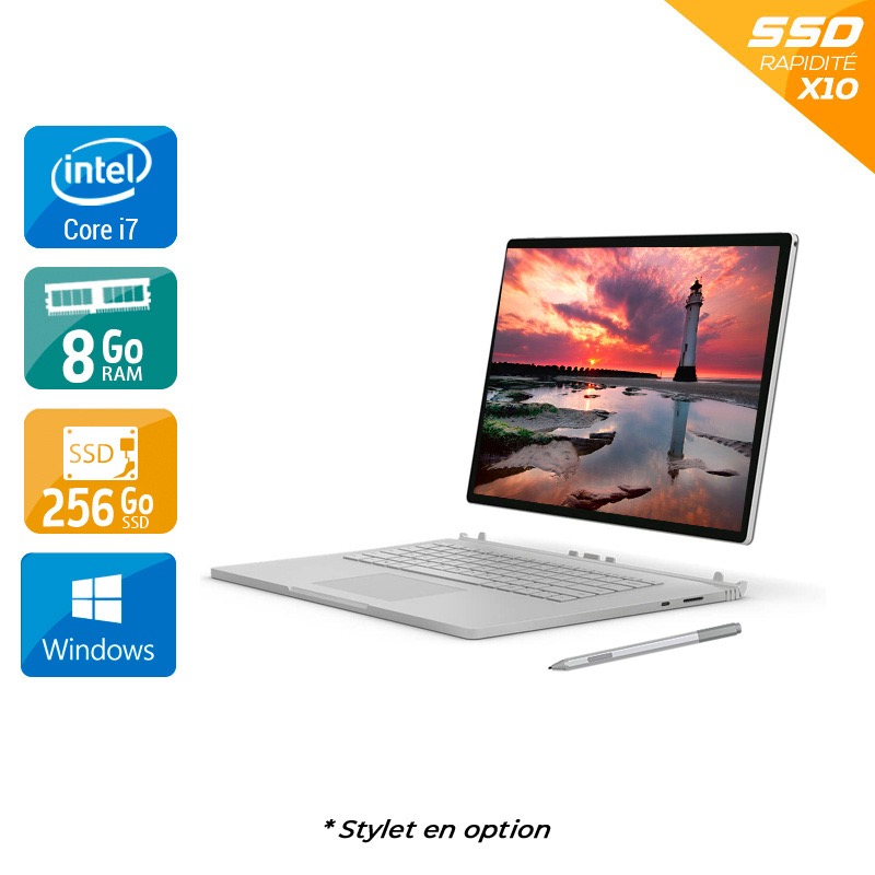 Microsoft Surface Book 2 15'' i7 Gen 8 8Go RAM 256Go SSD Windows 10 Bon étatOccasion certifiée reconditionnée Bon état reconditionné disponible sur Kiatoo