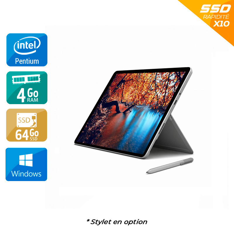 Microsoft Surface Go 1824 10'' Pentium Gold 4Go RAM 64Go SSD Windows 10  Bon étatOccasion certifiée reconditionnée Bon état reconditionné disponible sur Kiatoo