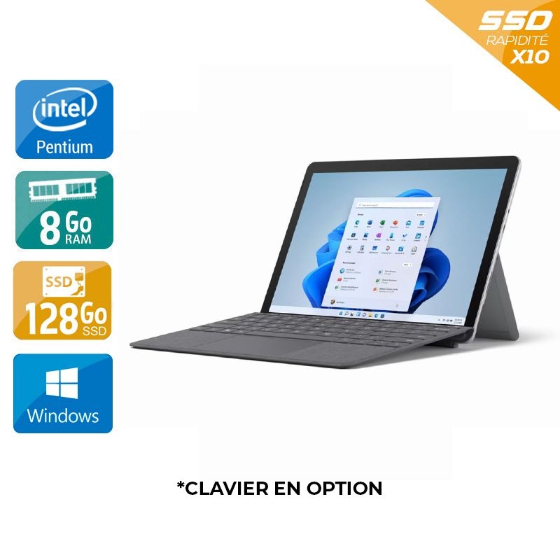 Microsoft Surface Go 3 10,5'' Pentium Gold 8Go RAM 128Go SSD Windows 11 FHD tactile - Etat du Produit : État correct État correctOccasion certifiée reconditionnée Bon état reconditionné disponible sur Kiatoo