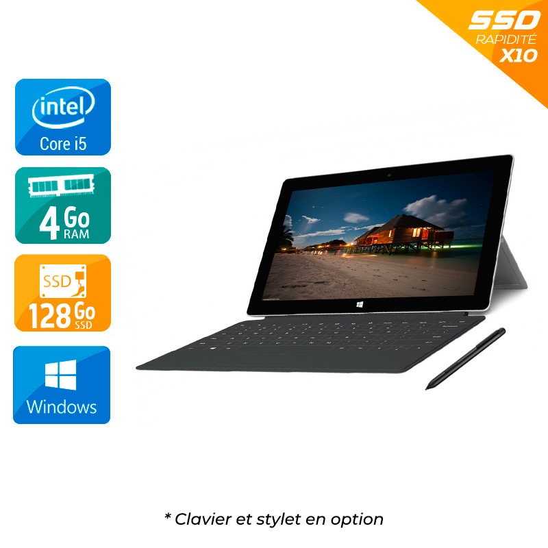 Microsoft Surface Pro 2 10'' i5 4Go RAM 128Go SSD Windows 10 État correctOccasion certifiée reconditionnée Bon état reconditionné disponible sur Kiatoo