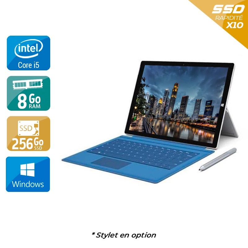 Microsoft Surface Pro 3 12'' i5 8Go RAM 256Go SSD Windows 10 avec Clavier  État correctOccasion certifiée reconditionnée Bon état reconditionné disponible sur Kiatoo