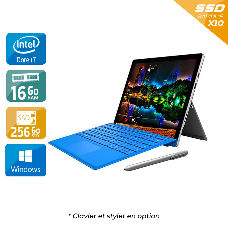 Microsoft Surface Pro 4 12,3'' i7 Gen 6 16Go RAM 256Go SSD Windows 10 Bon étatOccasion certifiée reconditionnée Bon état reconditionné disponible sur Kiatoo