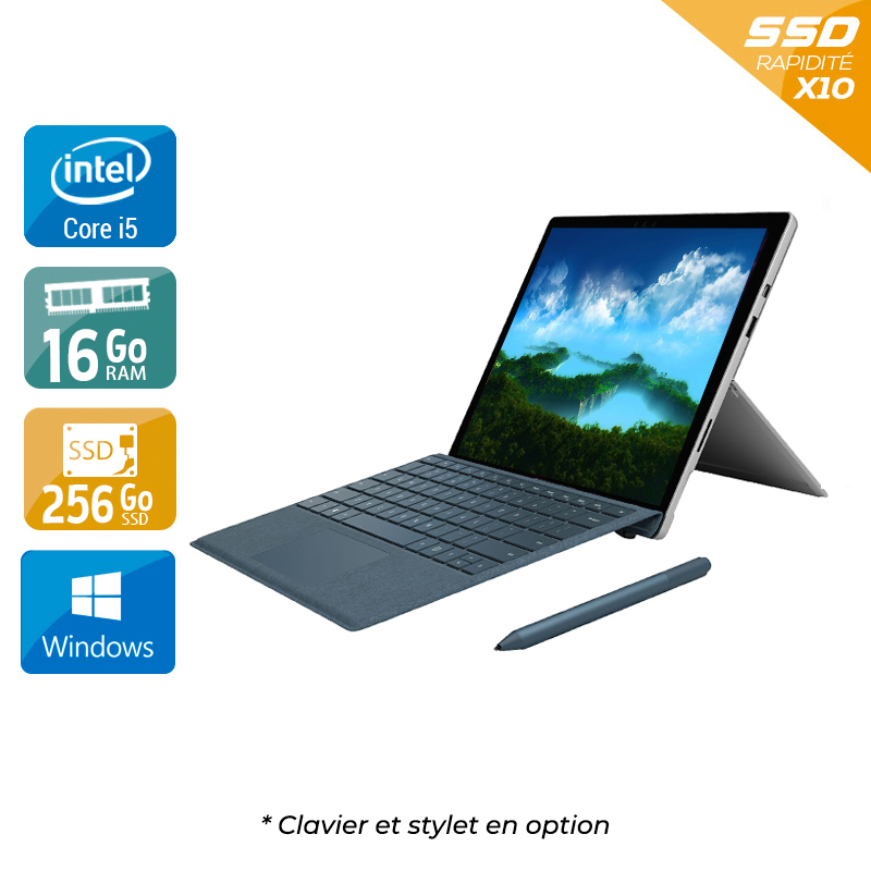 Microsoft Surface Pro 5 12,3'' (modèle 1796 _ 2017) i5 Gen 7 16Go RAM 256Go SSD Windows 10 Bon étatOccasion certifiée reconditionnée Bon état reconditionné disponible sur Kiatoo