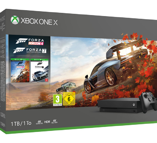 Microsoft Xbox One X 1TB + Forza Horizon 4 + Forza Motorsport 7 1 To Wifi Noir - Très bon état Très bon état Microsoft reconditionné disponible sur Pixmania