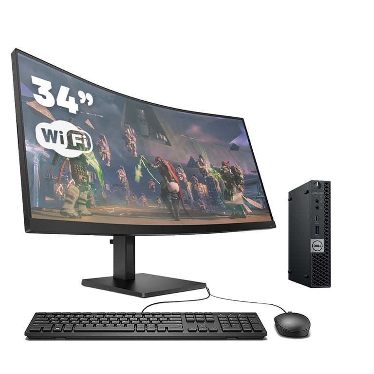 Mini PC Dell OptiPlex 7060 i7-8700 16GB DDR4 256GB SSD Windows 11 + Écran 34  2K Courbé, Clavier et Souris USB, WiFi - Très bon état Très bon état Dell reconditionné disponible sur Pixmania