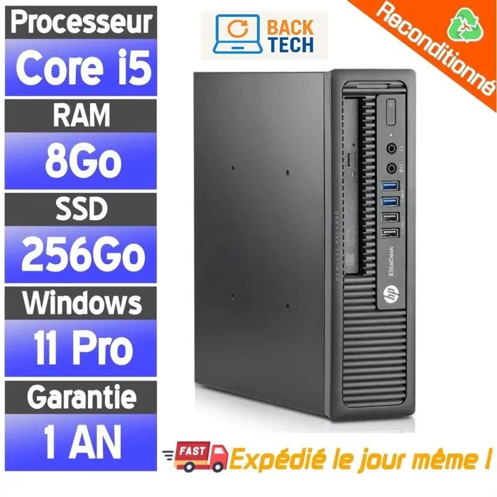 Mini PC HP EliteDesk 800 G1 USDT - i5-4570 8Go 256Go SSD Windows 11 - Ordinateur seconde main Reconditionné Hewlett-Packard reconditionné disponible sur Cdiscount Seconde Vie