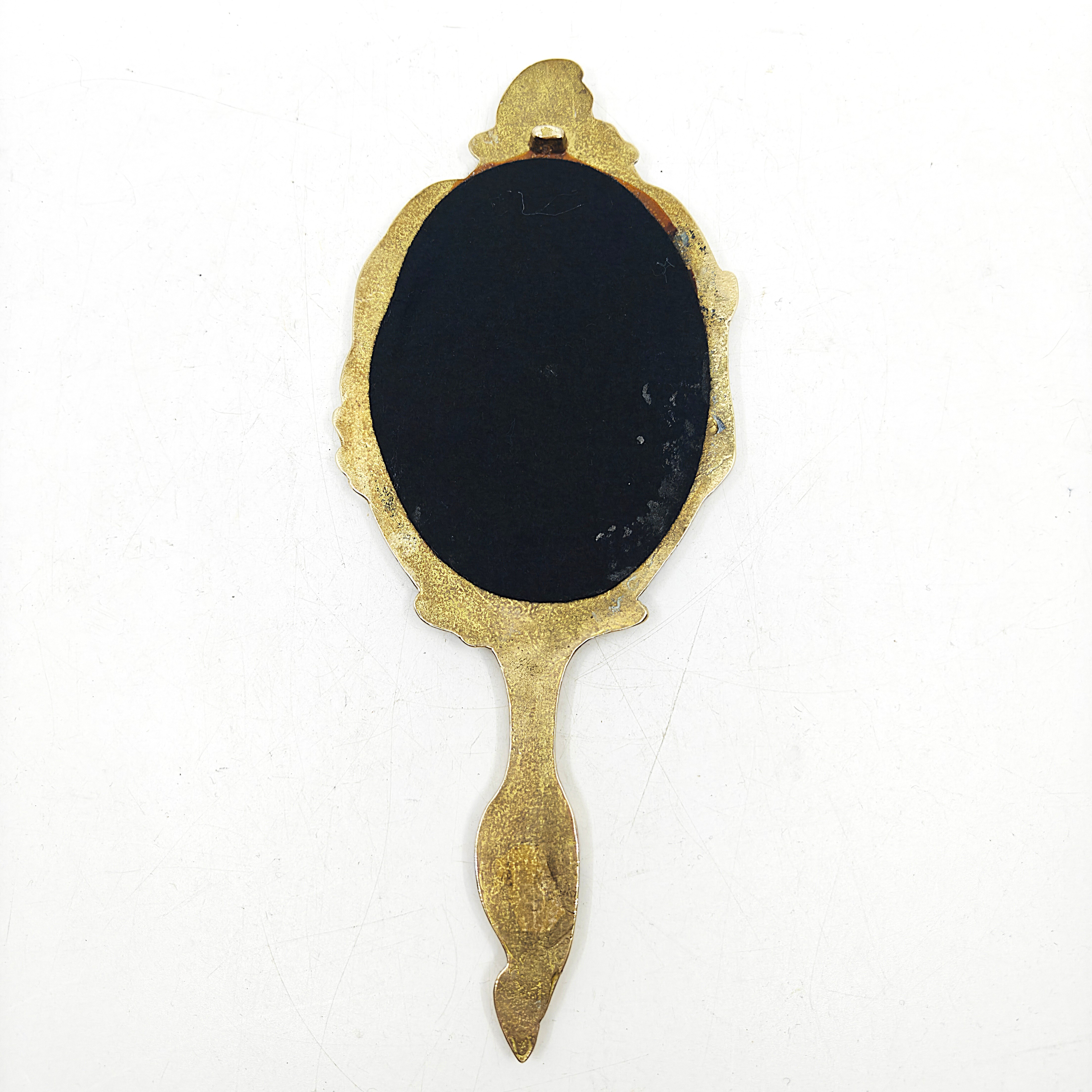 Voir photo 3 de Miroir à main vintage en laiton doré – Style baroque rocaille Miroir à main vintage en laiton doré – Style baroque rocaille Bon état reconditionné photo 3