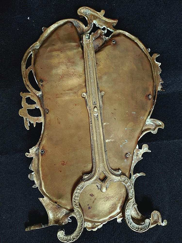 Voir photo 2 de Miroir de toilette ou de table en laiton doré style rococo, xxème. Miroir de toilette ou de table en laiton doré style rococo, xxème. Bon état reconditionné photo 2