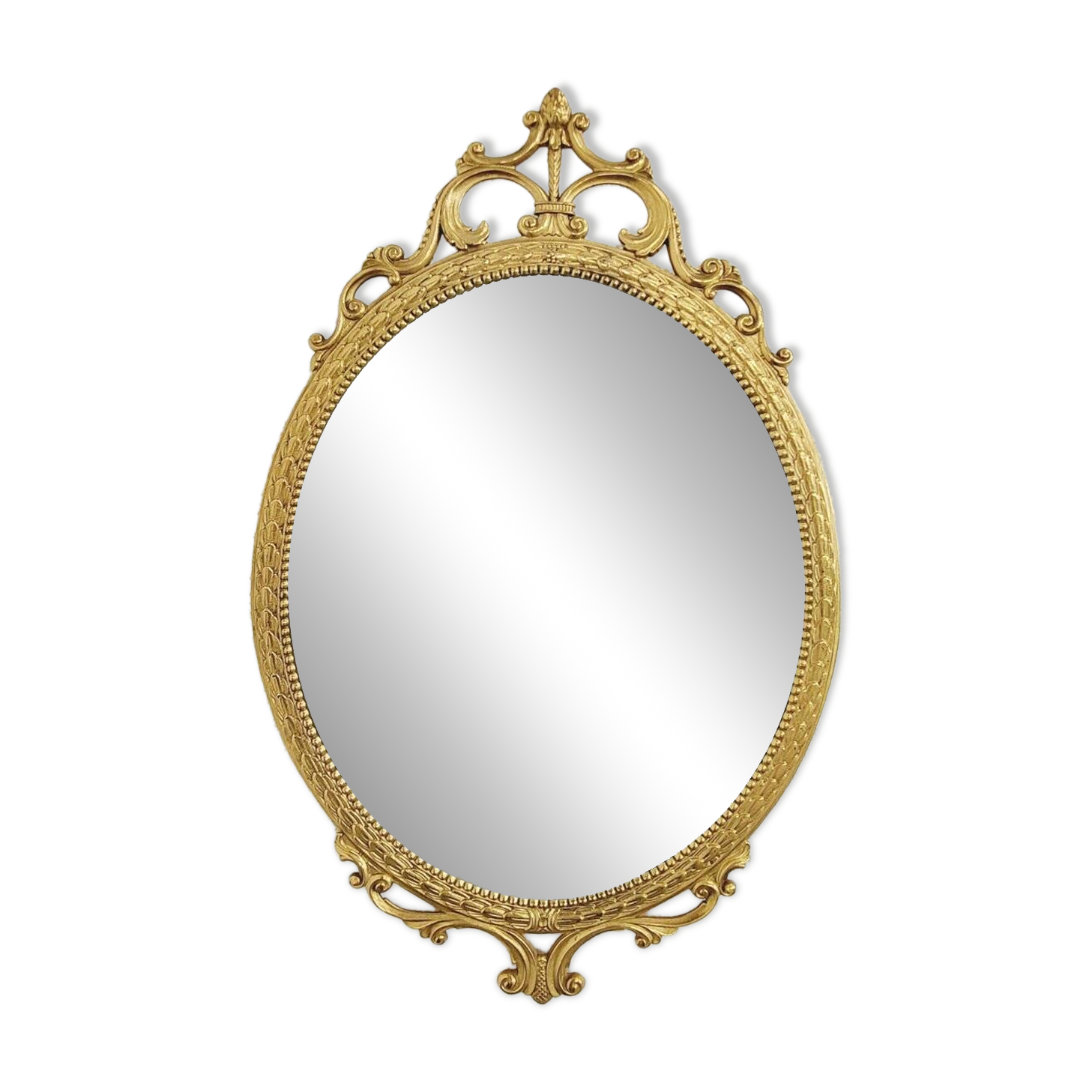 Miroir Médaillon Ovale en Laiton, Italie, 1950s Bon état reconditionné (offre indisponible)