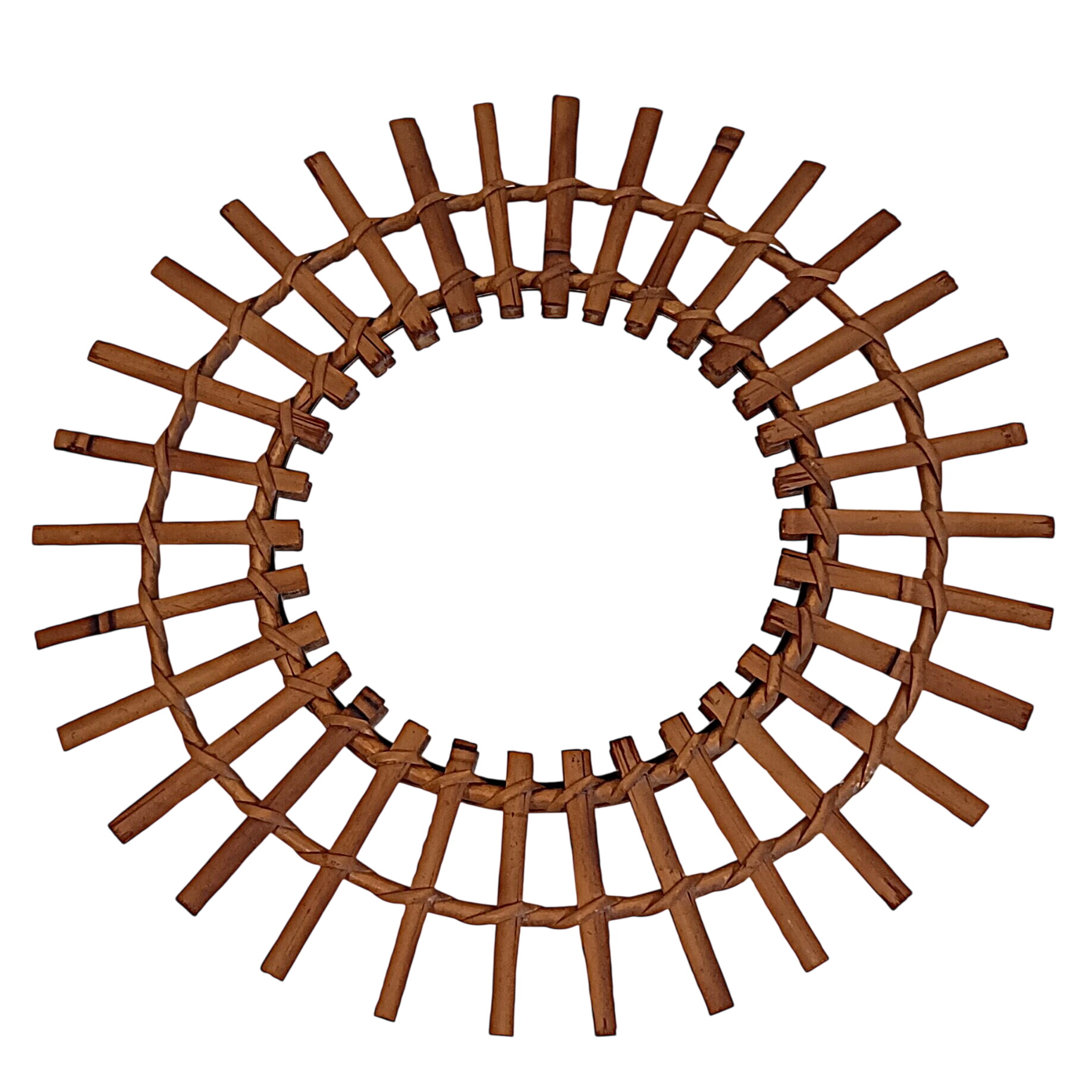 Acheter Miroir mural rond en bambou tressé Ø 48 cm Bon état - 35,00 € Miroir mural rond en bambou tressé Ø 48 cm Bon état reconditionné disponible sur Label Emmaüs