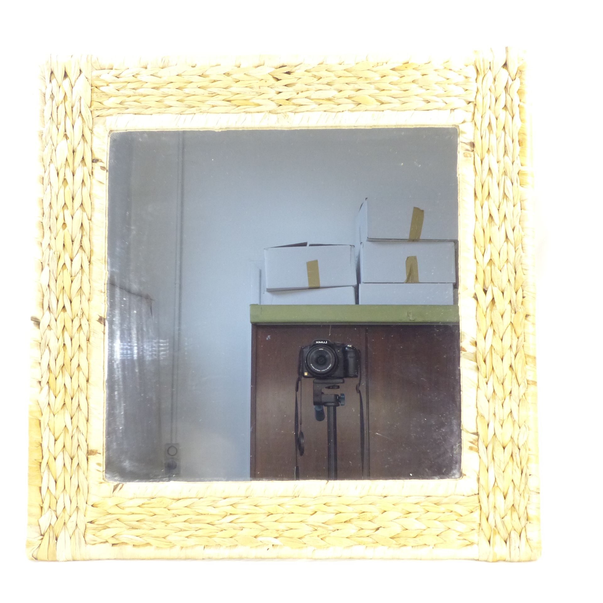 Voir photo 3 de Miroir rectangulaire en osier tressé - Déco naturelle Miroir rectangulaire en osier tressé - Déco naturelle Bon état reconditionné photo 3