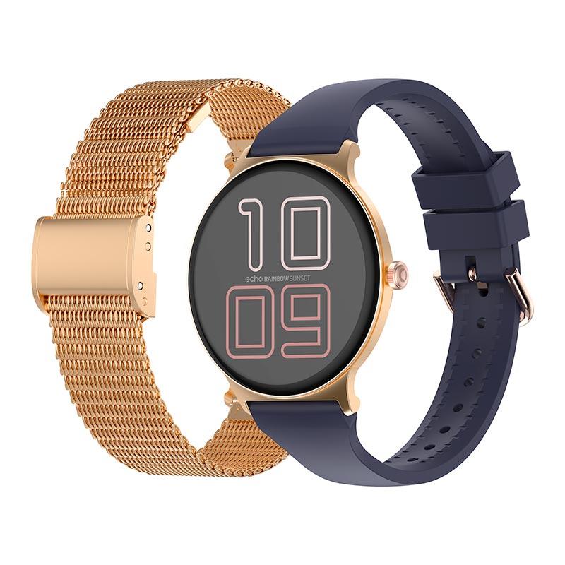 Montre Connectee Echo Rainbow Sunset Bleu - Or Rose - 2 Bracelets Bon état - 58,99 € Montre Connectee Echo Rainbow Sunset Bleu - Or Rose - 2 Bracelets Bon état reconditionné disponible sur Electro Depot