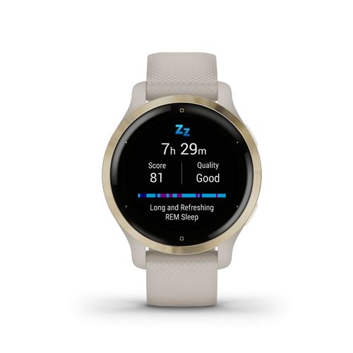 Montre connectée Garmin Collection Venu 2S Or clair avec bracelet Beige État correct Garmin reconditionné disponible sur Fnac