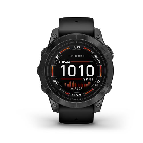 Montre connectée Garmin Epix Pro Gen 2, 47mm Acier Gray avec bracelet silicone Noir État correct reconditionné disponible sur Fnac