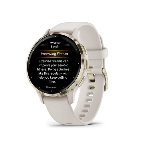 Montre connectée Garmin Venu 3S 41mm en acier Soft Gold, boîtier ivoire et bracelet en silicone ivoire État correct Garmin reconditionné disponible sur Fnac