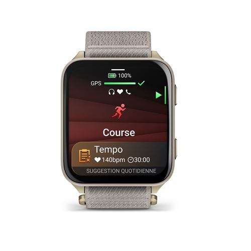 Montre connectée Garmin Venu® X1 46 mm Bluetooth Titane Soft Gold avec bracelet nylon ComfortFit Lin État correct Garmin reconditionné disponible sur Fnac | Dero