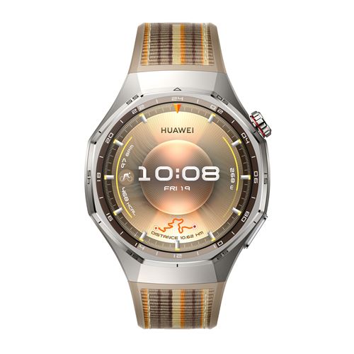 Montre connectée Huawei Watch GT6 Pro 46 mm Bluetooth Titane argenté avec bracelet tissé Marron État correct Huawei reconditionné disponible sur Fnac