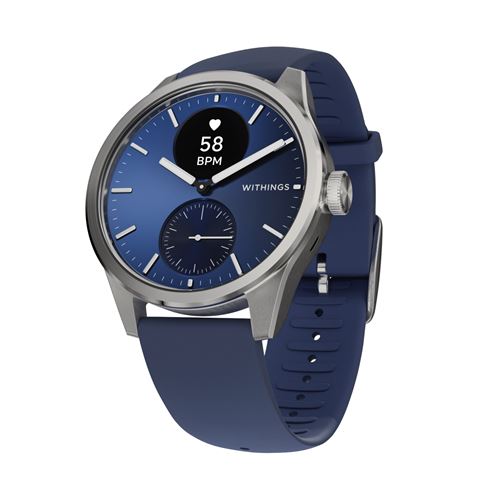 Montre connectée Withings ScanWatch 2 42 mm Argent avec bracelet Bleu Nuit État correct Withings reconditionné disponible sur Fnac