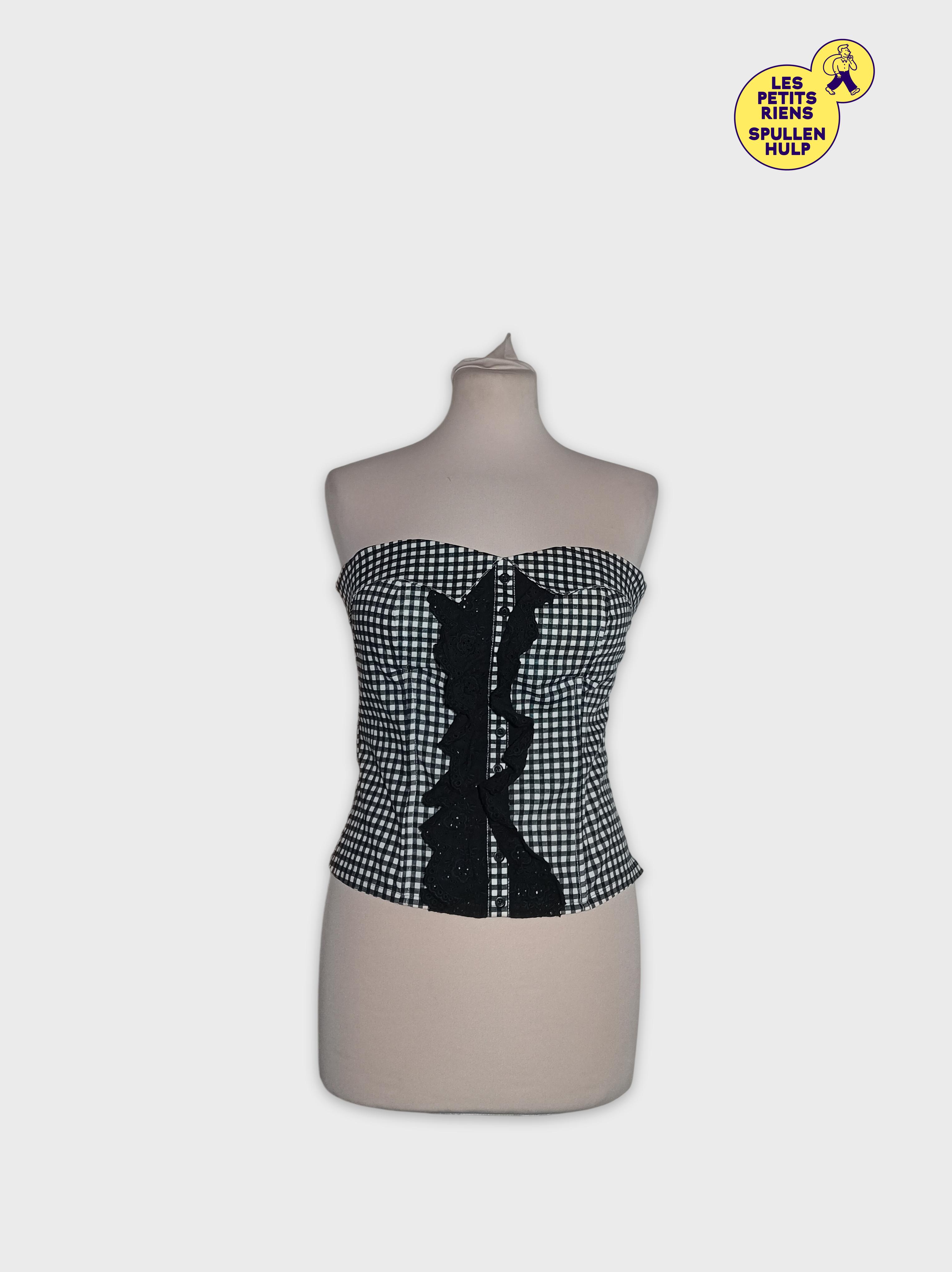 Voir photo 2 de Morgan Top Bustier Crop Noir Blanc Carreaux Vichy Nœud Dentelle M (T4550) Morgan Top Bustier Crop Noir Blanc Carreaux Vichy Nœud Dentelle M (T4550) Très bon état reconditionné photo 2