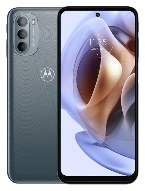 Motorola Moto G31 - 4G smartphone - double SIM - RAM 4 Go / Mémoire interne 64 Go - microSD slot - écran OEL - 6.4"" - 2400 x 1080 pixels (60 Hz) - 3 x caméras arrière 50 MP, 8 MP, 2 MP - front camera 13 MP - gris minéral État correct Motorola reconditionné disponible sur Fnac