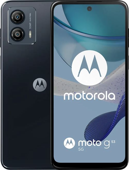 Motorola Moto G53 5G - 5G smartphone - double SIM - RAM 4 Go / Mémoire interne 128 Go - microSD slot - Écran LCD - 6.5" - 1600 x 720 pixels (120 Hz) - 2x caméras arrière 50 MP, 8 MP - front camera 16 MP - bleu encre État correct reconditionné disponible sur Fnac