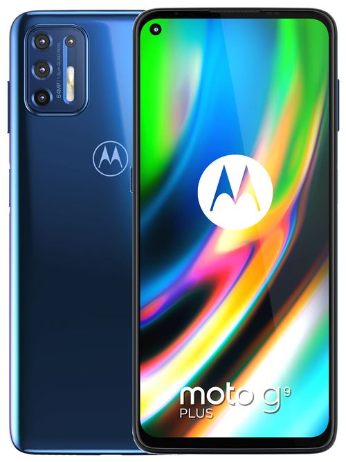Motorola Moto G9 Plus - 4G smartphone - double SIM - RAM 4 Go / Mémoire interne 128 Go - microSD slot - Écran LCD - 6.8" - 2400 x 1080 pixels - 4x caméras arrière 64 MP, 8 MP, 2 MP, 2 MP - front camera 16 MP - bleu marine État correct Motorola reconditionné disponible sur Fnac